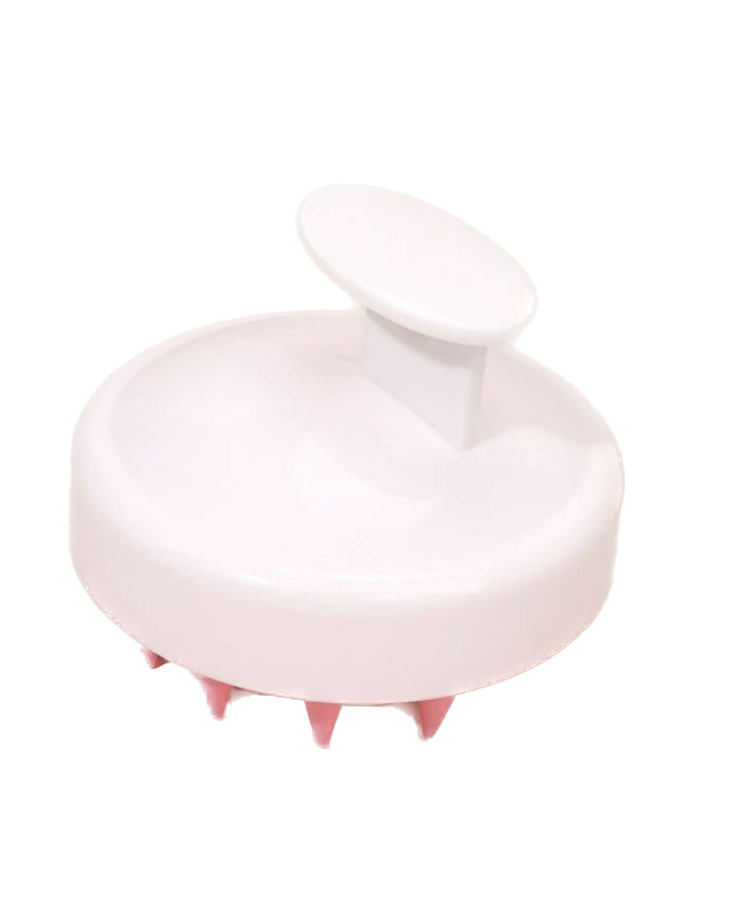 Масажна силиконова четка за скалп - бяло с розово