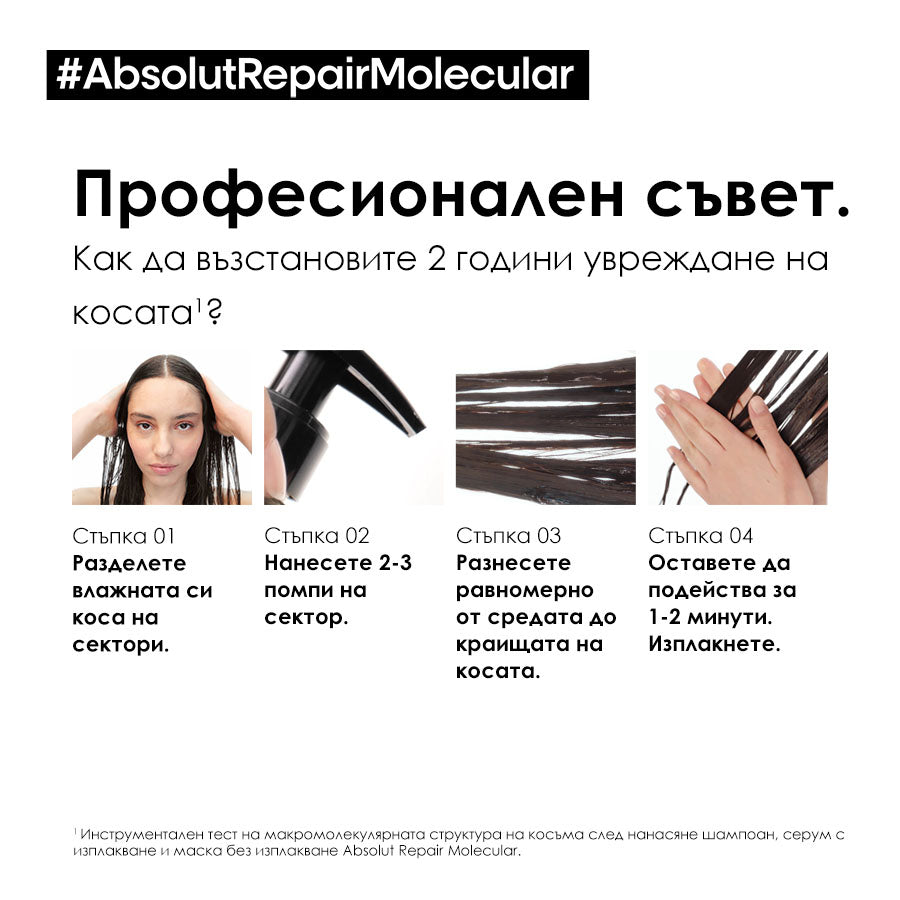 Серум с изплакване за увредена коса Absolut Repair Molecular 250мл