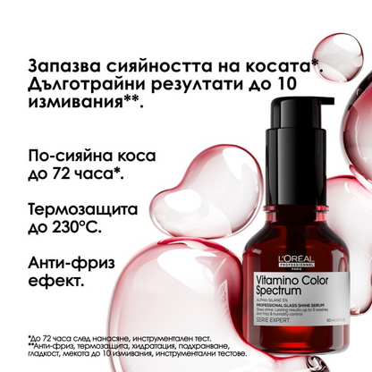 Vitamino Color Spectrum Glass Shine Serum
Серум за блясък за боядисана коса 50 мл