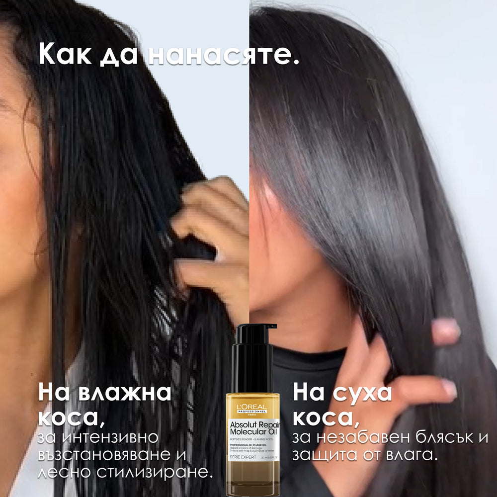 Двуфазно олио за блясък Absolut Repair Molecular 30ml