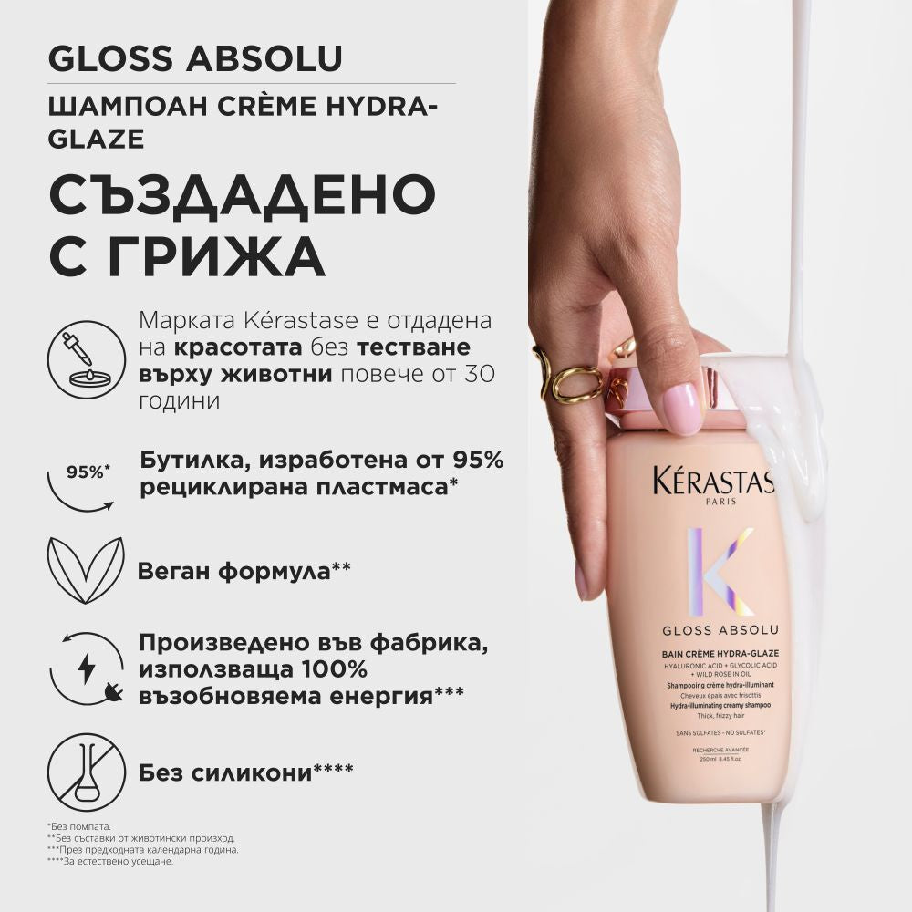 Гланциращ крем шампоан за плътна коса Gloss Absolu Bain Creme Hydra-Glaze Shampoo 250мл