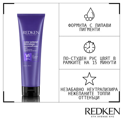 Redken Color Extend Blondage Express Anti-Brass Mask 250ml Маска за 5-минутно коригиране на цвета при руси коси