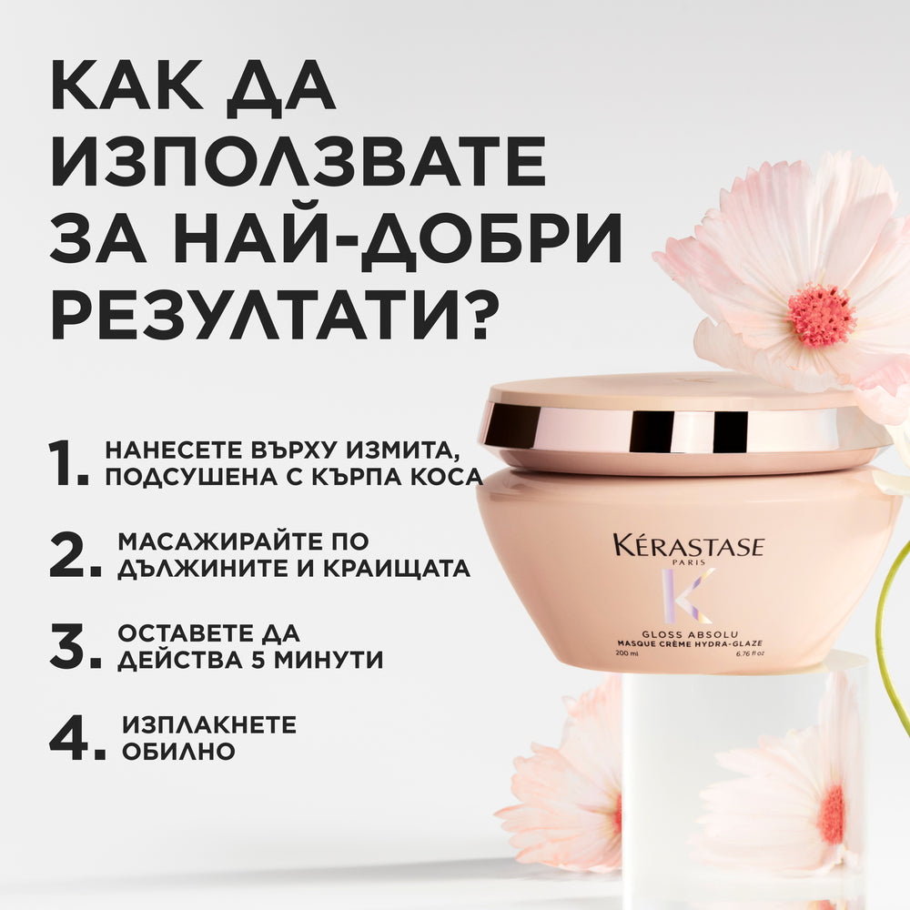 Гланцираща маска за плътна непокорна коса Gloss Absolu Masque Creme Hydra-Glaze 200мл
