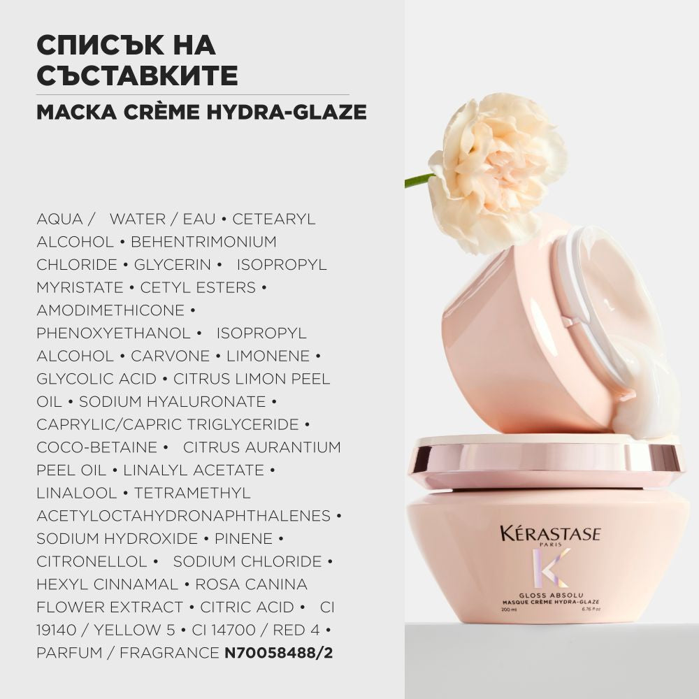 Гланцираща маска за плътна непокорна коса Gloss Absolu Masque Creme Hydra-Glaze 200мл