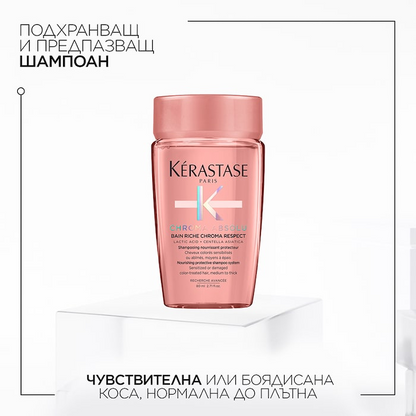 KÈRASTASE CHROMA ABSOLU BAIN RICHE CHROMA RESPECT SHAMPOO Подхранващ шампоан за боядисана коса 80мл