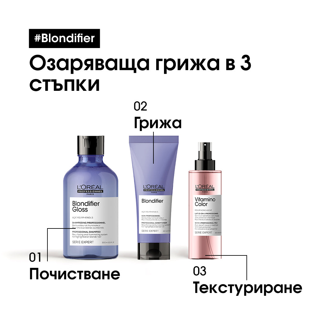 Изглаждащ и озаряващ балсам за руса коса L’Orèal Professionnel Blondifier Cool Conditioner 200ml