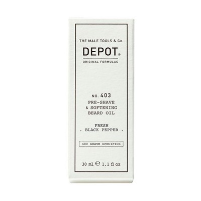 DEPOT no. 403 PRE-SHAVE & SOFTENING BEARD OIL Омекотяващо масло за брада Fresh Black Pepper 30 ml