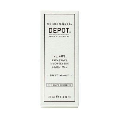 DEPOT no. 403 PRE-SHAVE & SOFTENING BEARD OIL Омекотяващо масло за брада Sweet Almond 30 ml