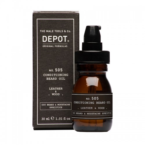 DEPOT no. 505 CONDITIONING BEARD OIL Луксозно масло за брада Leather & Wood 30ml